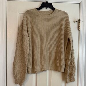 Tan Cable Knit Longsleeve Sweater